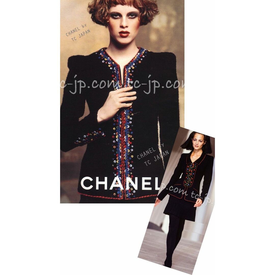 CHANEL(シャネル)の新品同様 紙タグ シャネル CHANEL 貴重なヴィンテージ・ネイビー・ウール・ランウェイ ジャケット・スカート・スーツ 42 レディースのフォーマル/ドレス(スーツ)の商品写真