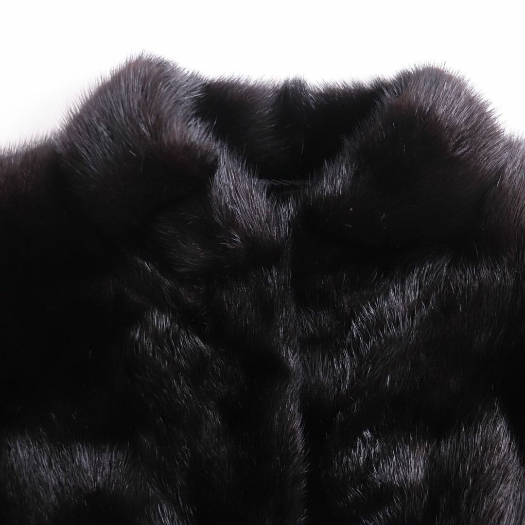 毛並み美品▼MINK ミンク 逆毛 本毛皮コート ブラック 毛質艶やか・柔らか◎約67cm肩幅