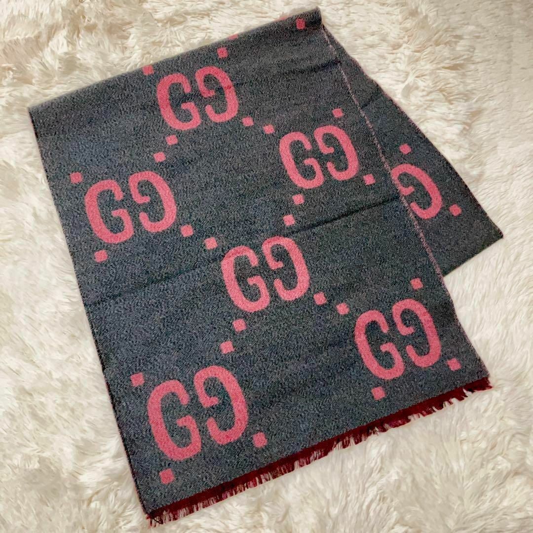Gucci - 【極美品】グッチ GUCCI ウール マフラー ストール レッド