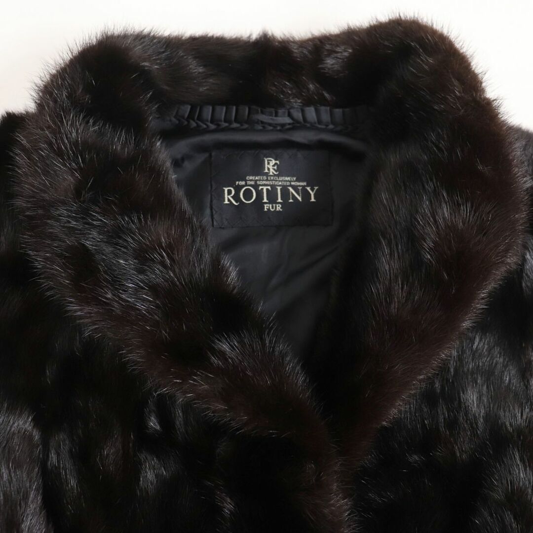 極美品◆ROTINY　ロティニー　MINK　ミンク　本毛皮コート　ダークブラウン　9　毛質艶やか・柔らか◎