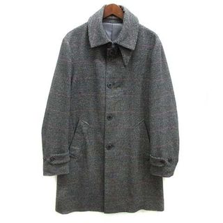 メンズメルローズ(MEN'S MELROSE)のメンズメルローズ グレンチェック ステンカラー コート グレー 4(ステンカラーコート)