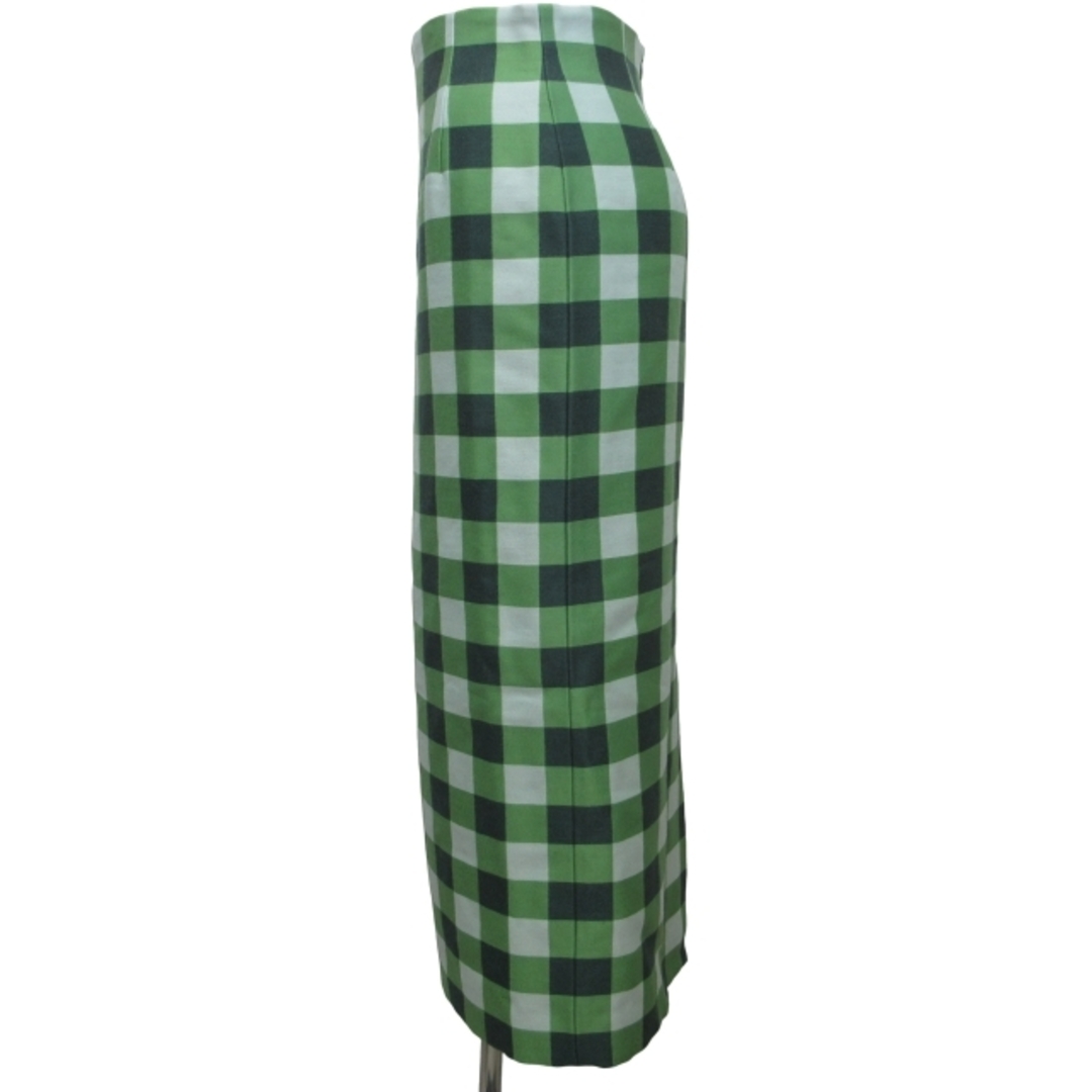 Drawer - ドゥロワー 美品 21SS シルク混 ロングスカート チェック 緑