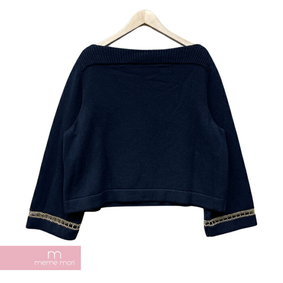 CHANEL(シャネル)のCHANEL 2020AW Cashmere Chain Boat Neck Sweater P62947K48455 シャネル カシミヤチェーンボートネックニット セーター チェーン装飾 メタルロゴ ネイビー サイズ48 【231116】【中古-A】【me04】 メンズのトップス(ニット/セーター)の商品写真