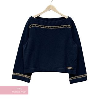 シャネル(CHANEL)のCHANEL 2020AW Cashmere Chain Boat Neck Sweater P62947K48455 シャネル カシミヤチェーンボートネックニット セーター チェーン装飾 メタルロゴ ネイビー サイズ48 【231116】【中古-A】【me04】(ニット/セーター)