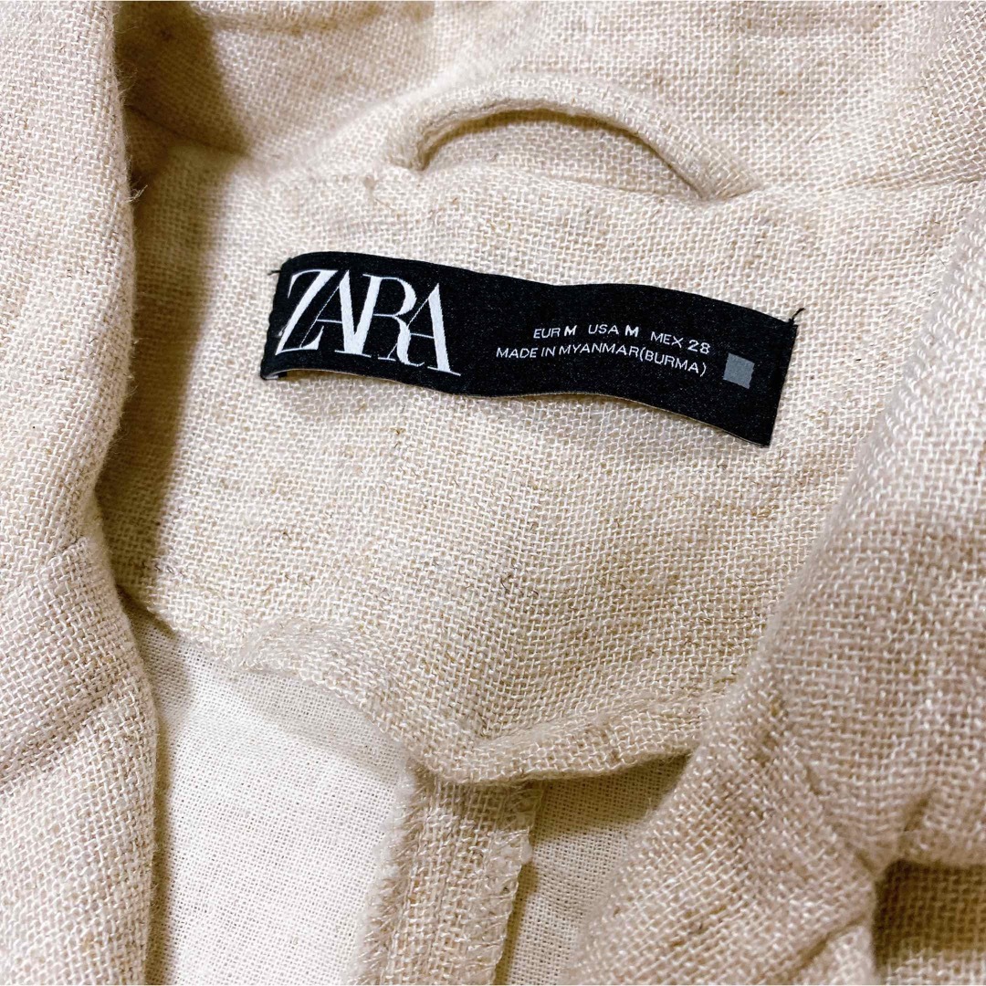 ZARA(ザラ)のZARA オーバーサイズ テーラードジャケット ロング丈 リネン混 ゆるだぼ M レディースのトップス(カーディガン)の商品写真