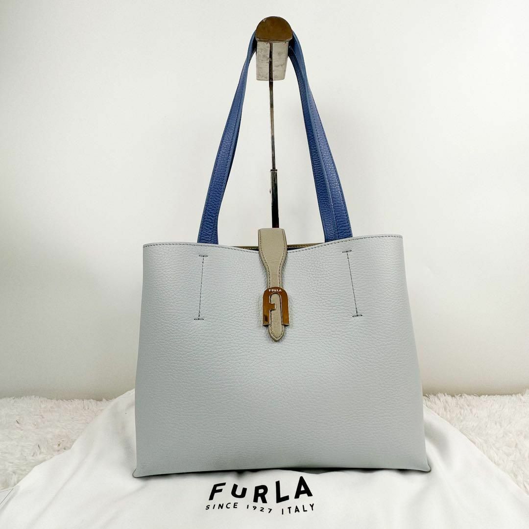 FURLA ソフィアM　トートバッグ　グレージュ　レザー　アーチロゴ　肩掛け