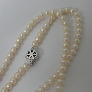 三越 美品 淡水パール ロングネックレス ペンダント アクセサリー 真珠