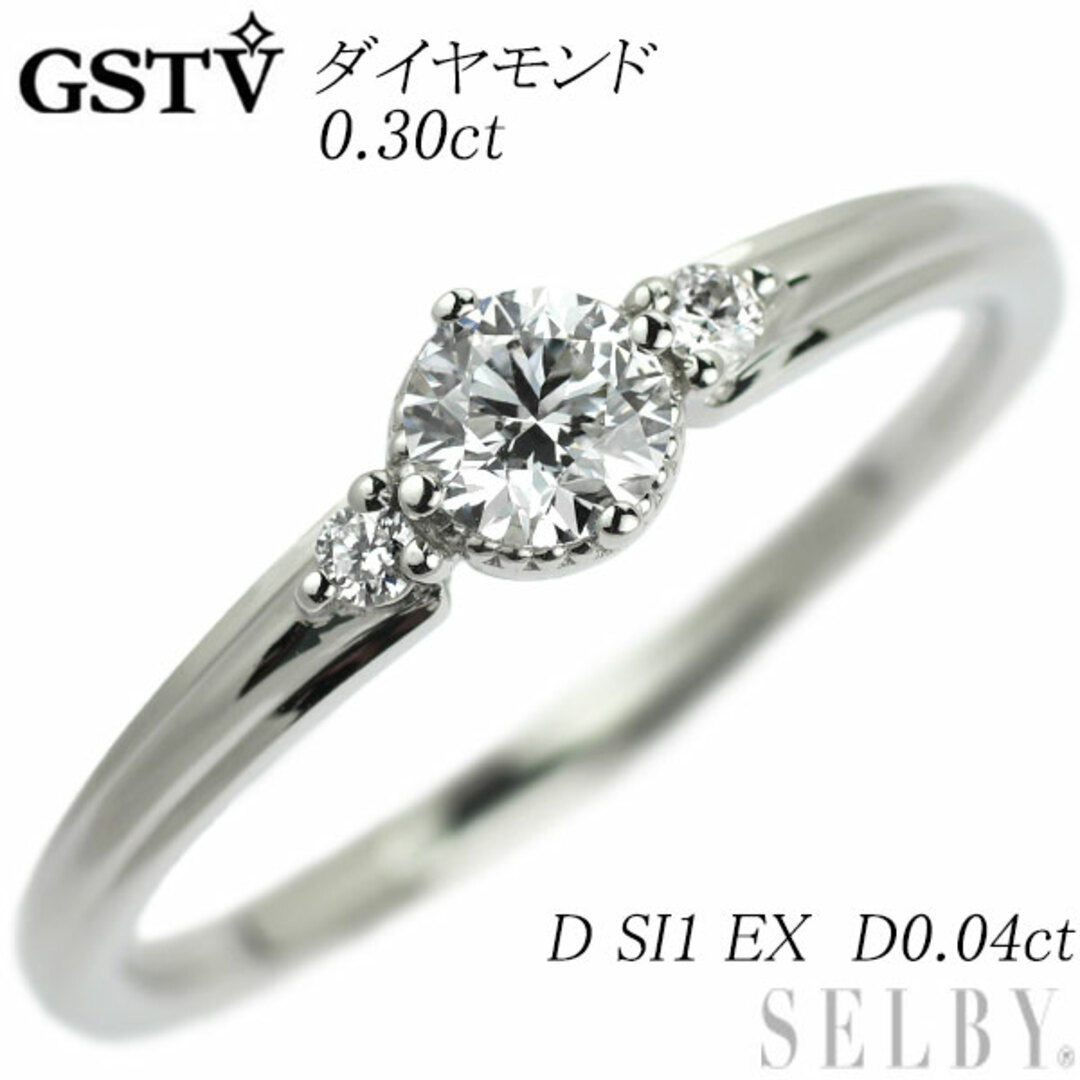 GSTV Pt950 ダイヤモンド リング 0.30ct D SI1 EX D0.04ctのサムネイル