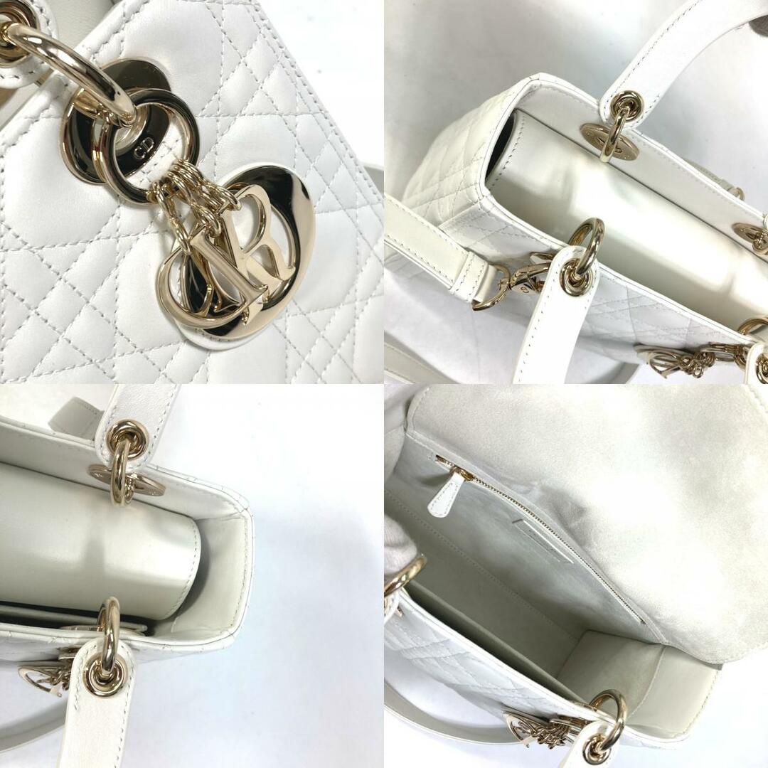 Dior(ディオール)のディオール Dior レディディオール カナージュ M0565ONGE_M030 LADY DIOR ミディアム 2WAY ショルダーバッグ 斜め掛け ハンドバッグ ラムスキン ホワイト 未使用 レディースのバッグ(ハンドバッグ)の商品写真