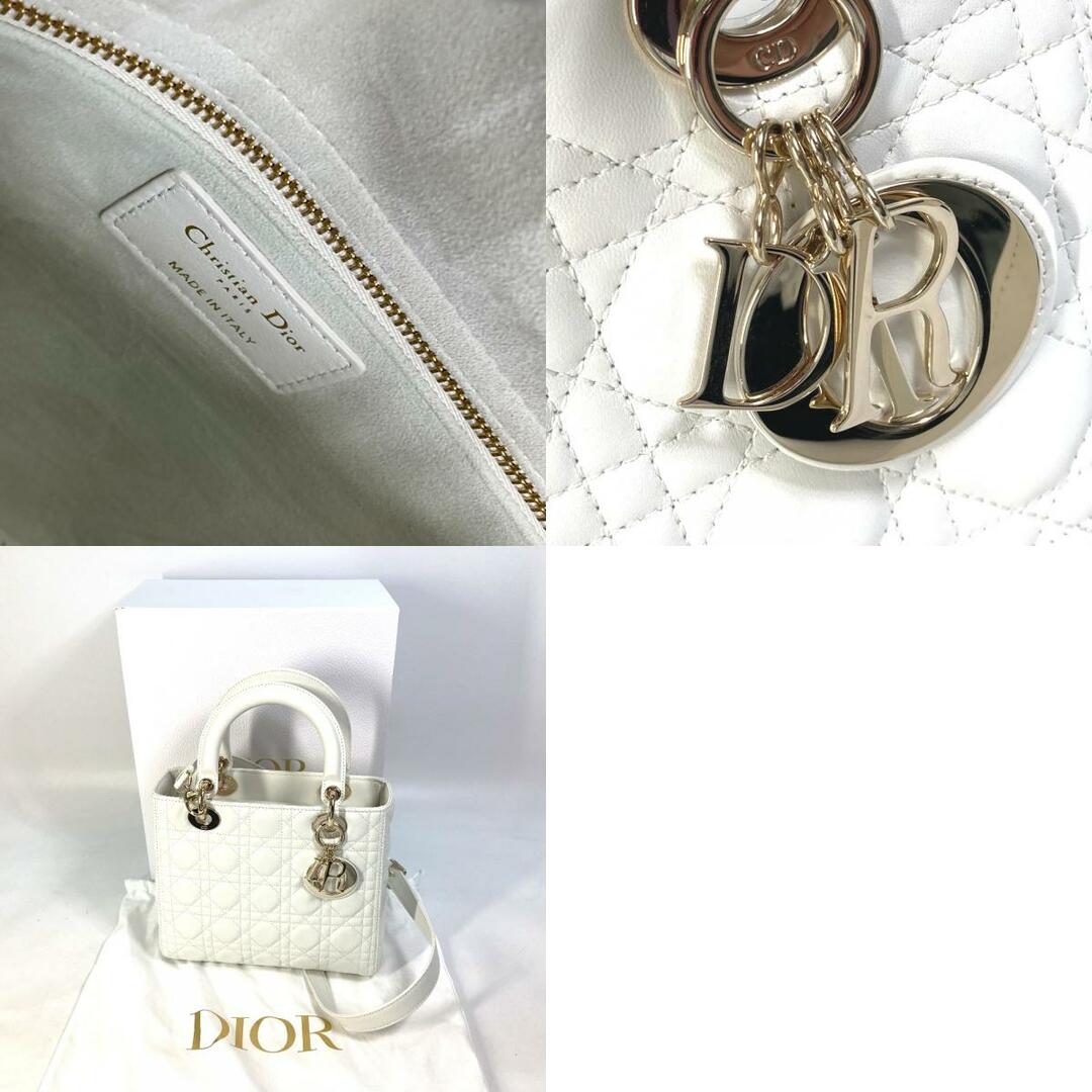 Dior(ディオール)のディオール Dior レディディオール カナージュ M0565ONGE_M030 LADY DIOR ミディアム 2WAY ショルダーバッグ 斜め掛け ハンドバッグ ラムスキン ホワイト 未使用 レディースのバッグ(ハンドバッグ)の商品写真