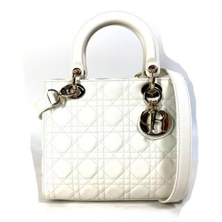 ディオール(Dior)のディオール Dior レディディオール カナージュ M0565ONGE_M030 LADY DIOR ミディアム 2WAY ショルダーバッグ 斜め掛け ハンドバッグ ラムスキン ホワイト 未使用(ハンドバッグ)