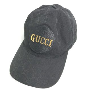 グッチ(Gucci)のグッチ GUCCI ロゴ 576253 帽子 キャップ帽 ベースボール キャップ ポリエステル ブラック 美品(キャップ)