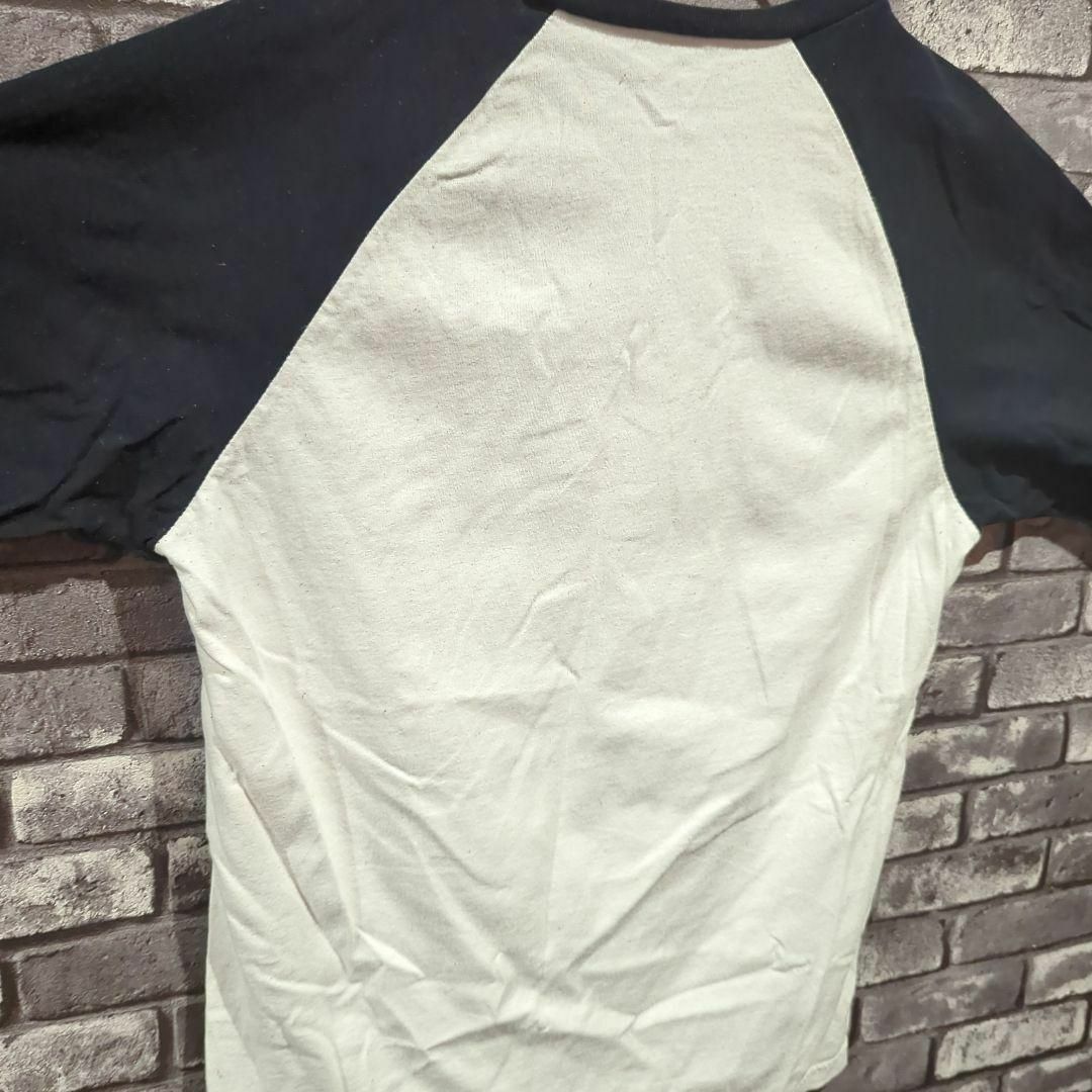 Disney(ディズニー)の90s古着ラグランTシャツ ビンテージミッキー古着 白黒 プリント割れディズニー メンズのトップス(Tシャツ/カットソー(半袖/袖なし))の商品写真