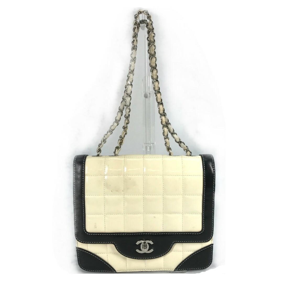 CHANEL シャネル チョコバー パテント ショルダーバッグ ハンドバッグ