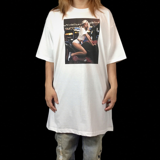 新品 カーラ デルヴィーニュ ファッション モデル バイク 白 ビッグ Tシャツ(Tシャツ/カットソー(半袖/袖なし))