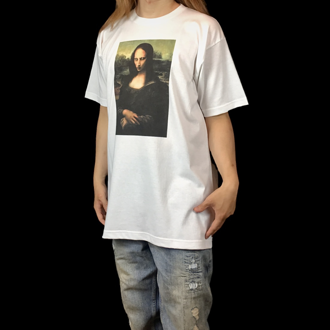 新品 マリリンマンソン モナリザ アイコラ 絵画 パロディ 白 ビッグ Tシャツ メンズのトップス(Tシャツ/カットソー(半袖/袖なし))の商品写真