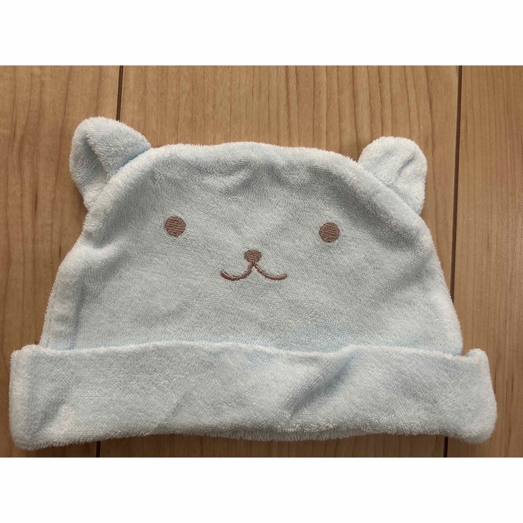 【美品】帽子　冬　ベビー　赤ちゃん　ニット　くま　かわいい　新生児　 キッズ/ベビー/マタニティのこども用ファッション小物(帽子)の商品写真