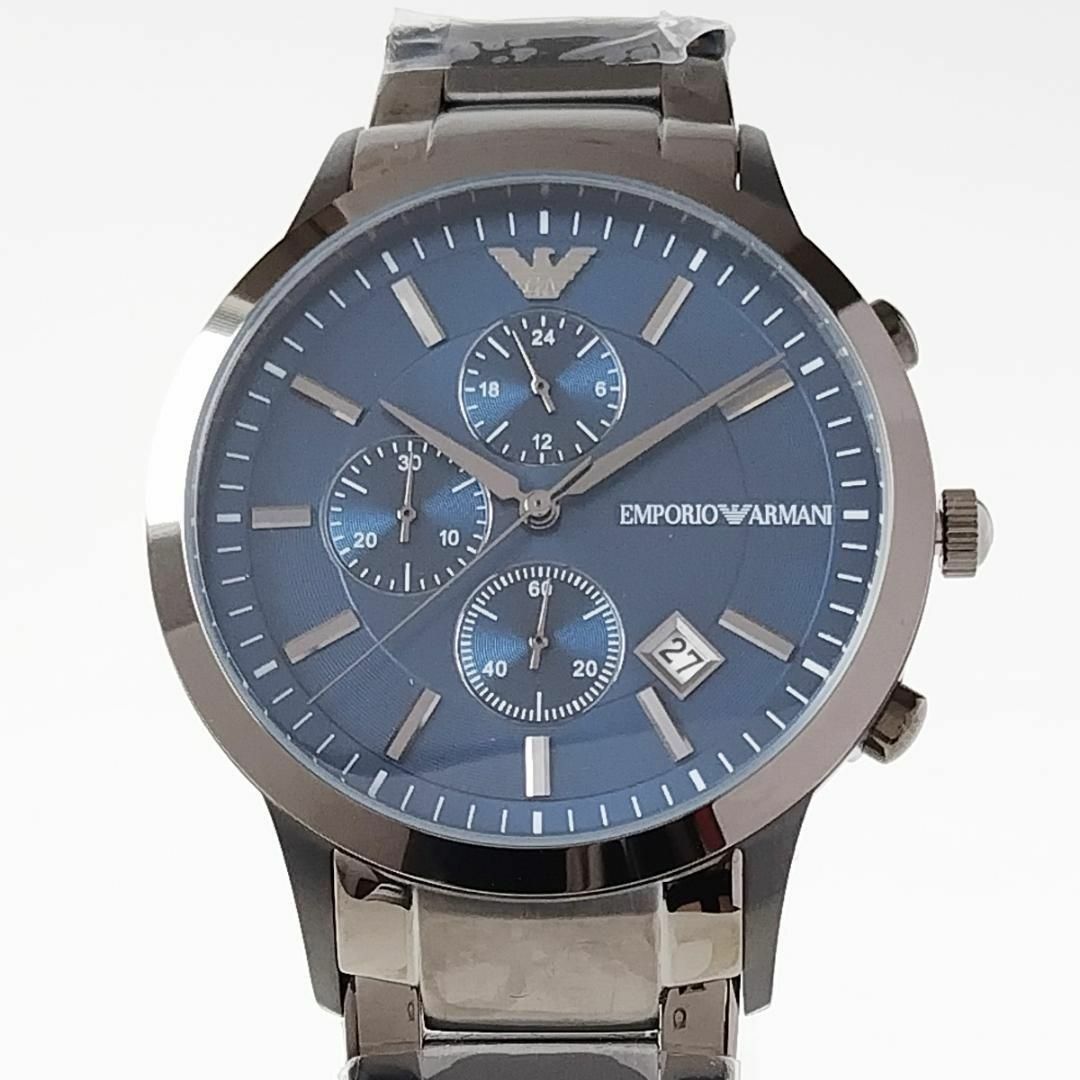 Emporio Armani - シルバー/紺ネイビー新品EMPORIO ARMANIメンズ腕時計