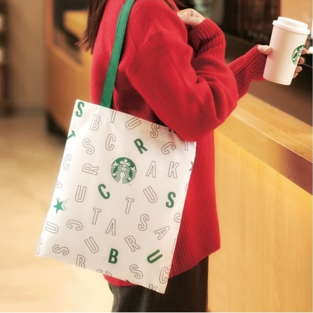 Starbucks Coffee(スターバックスコーヒー)の未開封【未使用】STARBUCKS/スターバックス フラットバッグ　ホワイト×2 レディースのバッグ(エコバッグ)の商品写真