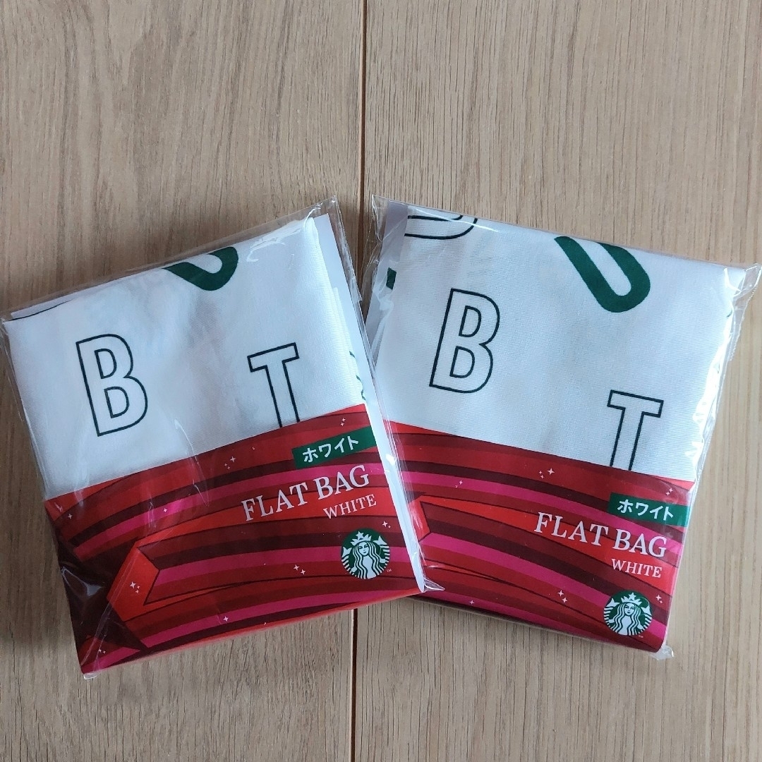 Starbucks Coffee(スターバックスコーヒー)の未開封【未使用】STARBUCKS/スターバックス フラットバッグ　ホワイト×2 レディースのバッグ(エコバッグ)の商品写真