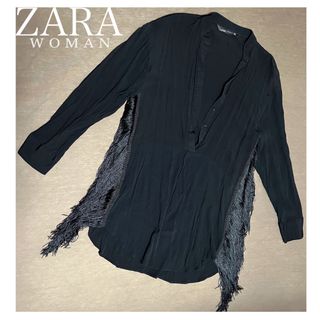 ザラ(ZARA)のZARA ザラ　サイドフリンジ　ロングシャツ(シャツ/ブラウス(長袖/七分))