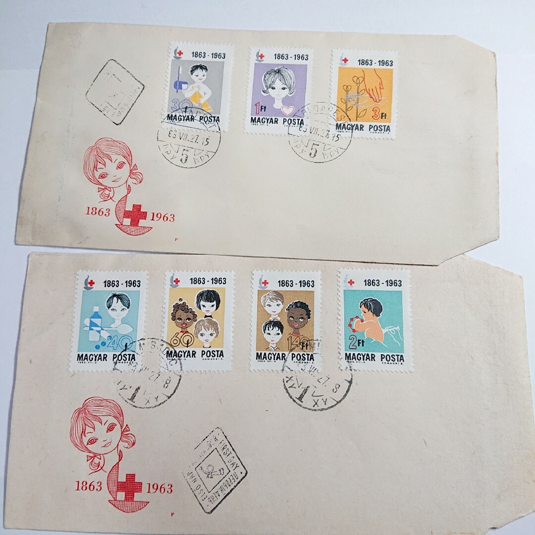 外国  使用済み  切手 封筒  赤十字 エンタメ/ホビーのコレクション(使用済み切手/官製はがき)の商品写真
