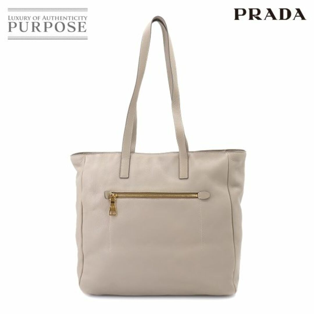 PRADA - プラダ PRADA トート バッグ レザー グレー BR4711 ゴールド
