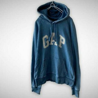 ギャップ(GAP)の★ギャップ GAP パーカー プルオーバー 刺繍ロゴ インディゴ Mサイズ★(パーカー)