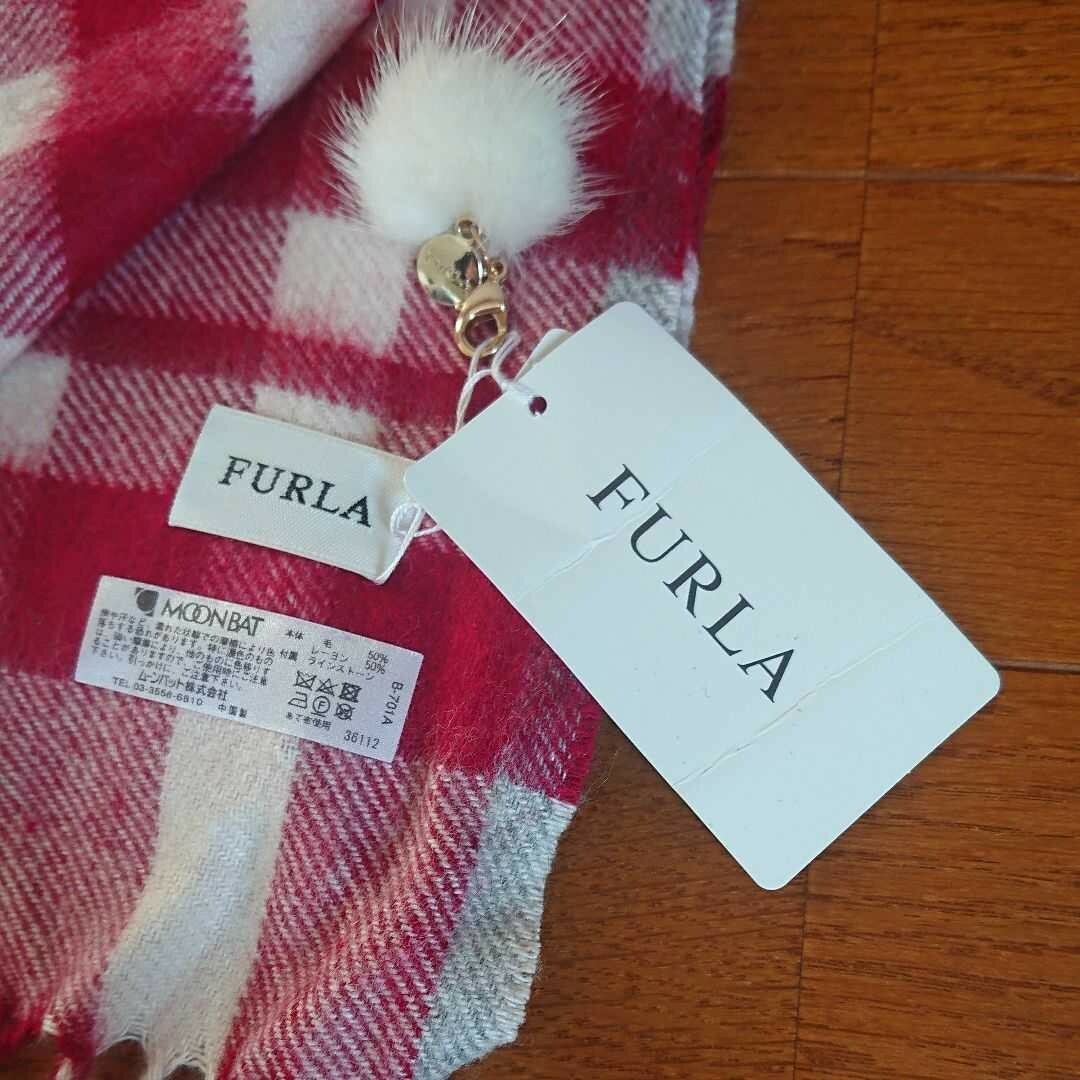 Furla(フルラ)のFURLA 赤×白マフラー レディースのファッション小物(マフラー/ショール)の商品写真