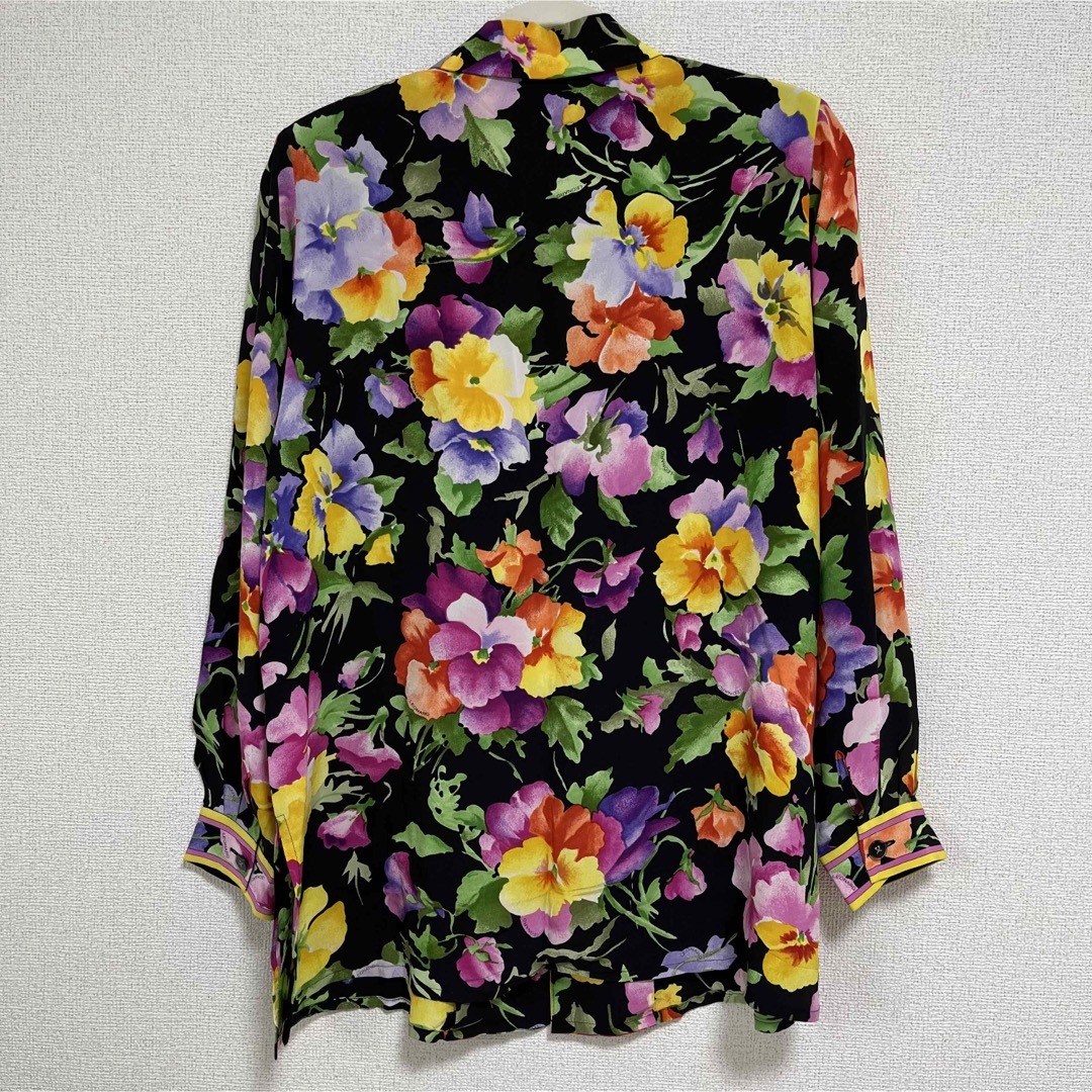 未使用✨高級 レオナール シルク100% 花柄 総柄シャツ 派手 上品