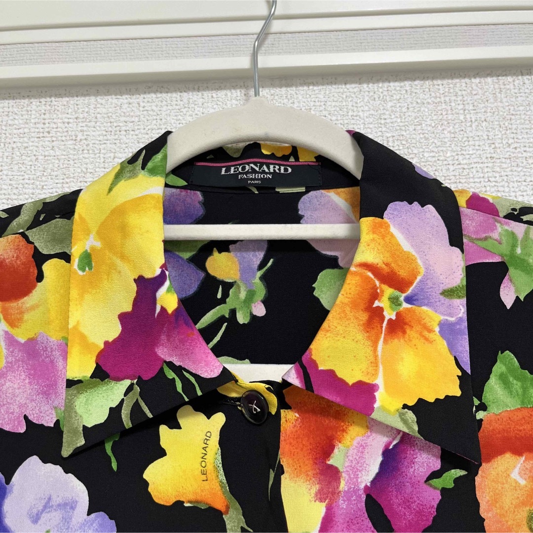 未使用✨高級 レオナール シルク100% 花柄 総柄シャツ 派手 上品