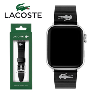 ラコステ(LACOSTE)のLACOSTE ラコステ Apple Watch アップルウォッチ バンド 2050028 レザー 革ベルト ブラック 38mm 40mm 41mm 対応 Iwatchシリーズ 7 6 se 5 4 3 2 1(レザーベルト)