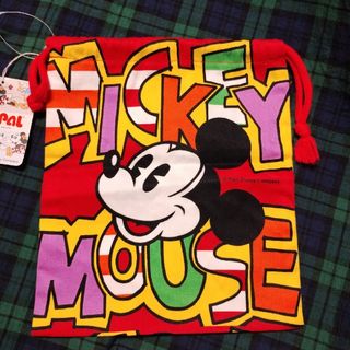 ディズニー(Disney)のお値下げ!!☆新品未使用☆ミッキーマウス巾着☆綿100%(キャラクターグッズ)