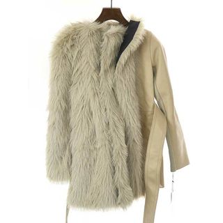 サカイ(sacai)のsacai サカイ 23AW Faux Fur & Leather Belted Coat リブ切替フォックスファーレザーコート ベージュ 1(その他)