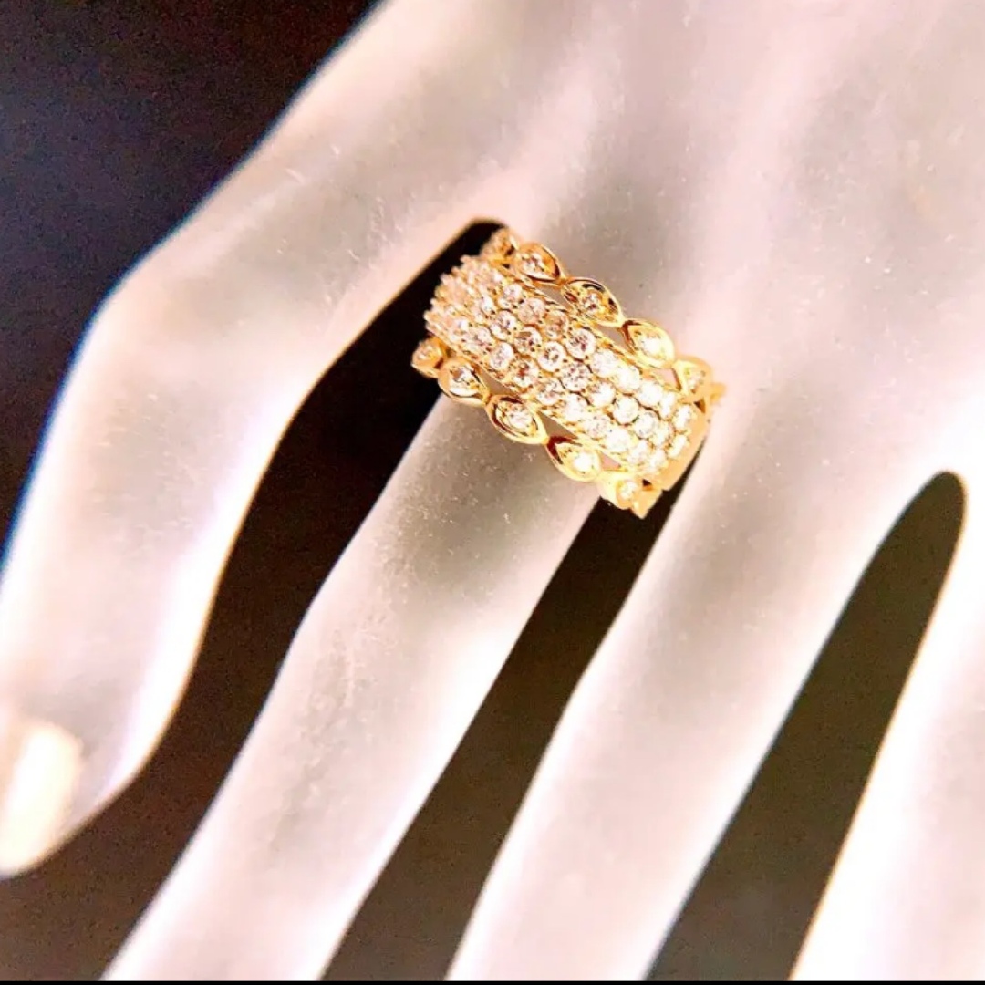 豪華✨D1.00CT❗️k18幅広パヴェダイヤモンドリング　k18ダイヤリング