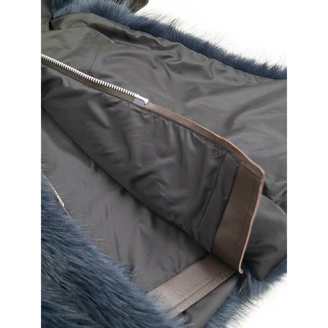 sacai サカイ 23AW Faux Fur & Leather Belted Coat リブ切替フォックスファーレザーコート ネイビー ブラウン 1 レディースのジャケット/アウター(ロングコート)の商品写真