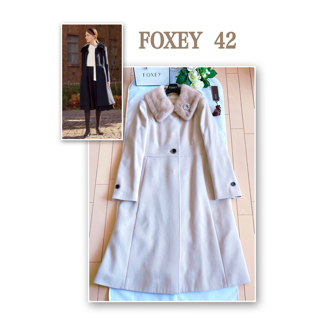 FOXEY - FOXEY 定番ミンク襟カシミヤコンサーブドコート希少42極美品 ...