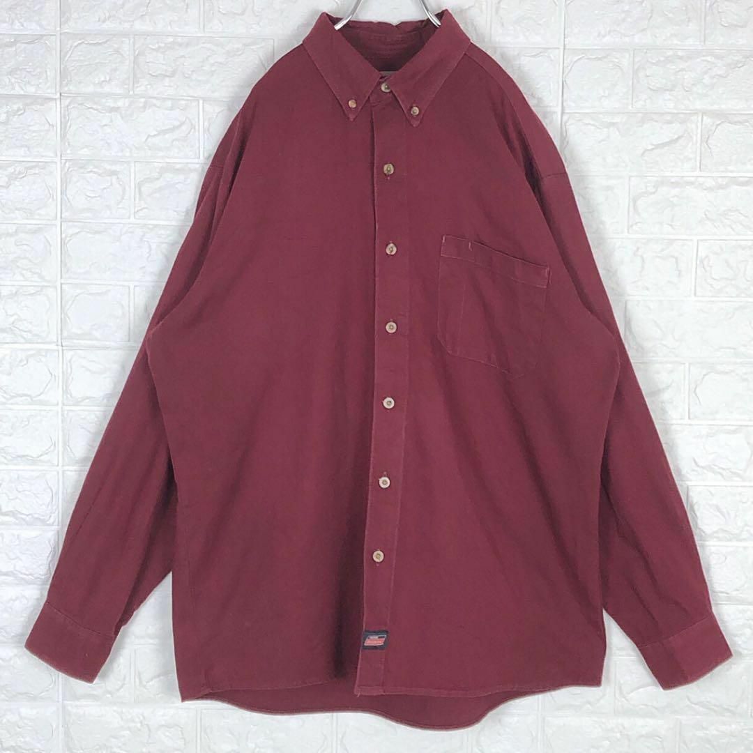 Dickies(ディッキーズ)のディッキーズ アメカジ 長袖ワークシャツ ビックサイズ 刺繍ワンポイントロゴ 赤 メンズのトップス(シャツ)の商品写真
