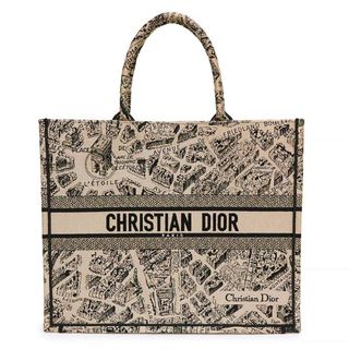 クリスチャンディオール(Christian Dior)のクリスチャンディオール BOOK TOTE Plan de Paris エンブロイダリー ブックトート ラージ プランドゥパリ ハンドバッグ コットンキャンバス ベージュ ブラック M1286ZOMP_M918 Christian Dior（新品・未使用品）(ハンドバッグ)