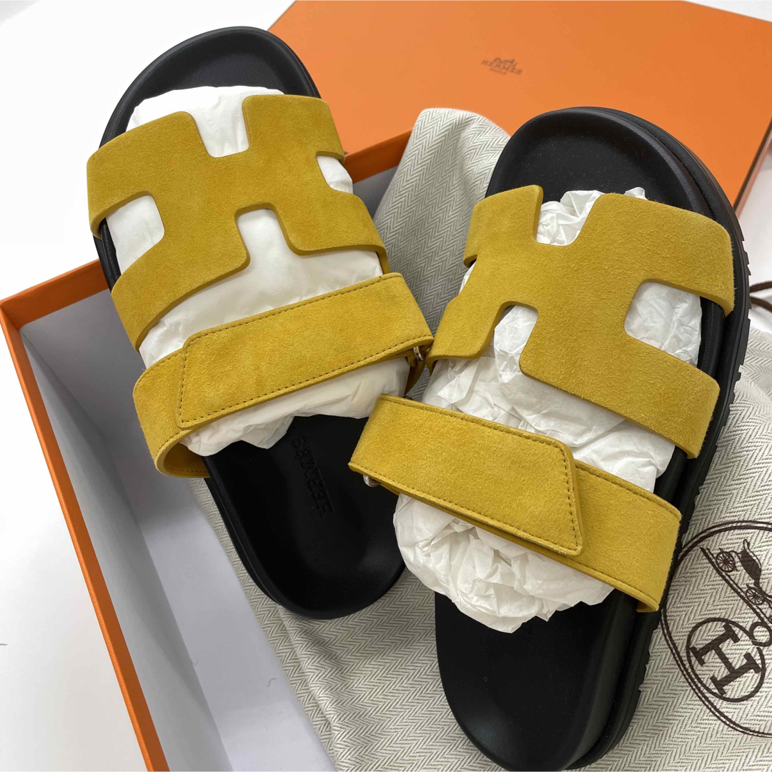 HERMES エルメス シプレ ミモザイエロー 貼れ サンダル 黄色 HERMES エルメス シプレ ミモザイエロー 貼れ サンダル 黄色