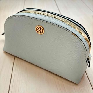 トリーバーチ(Tory Burch)のトリーバーチ ポーチ バニティ ブルー ロゴ ドーム型 コスメポーチ 小物入れ(ポーチ)