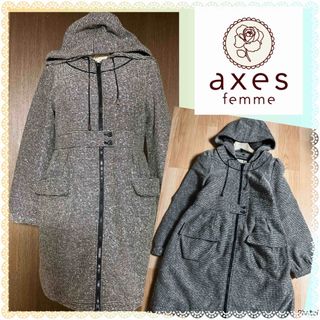 アクシーズファム(axes femme)のアクシーズファム★フード付き★ジップアップ★コート★ざっくり★羽織(ロングコート)