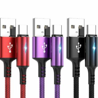 USB Type-C ケーブル ライト付き 2m 3本セット(その他)