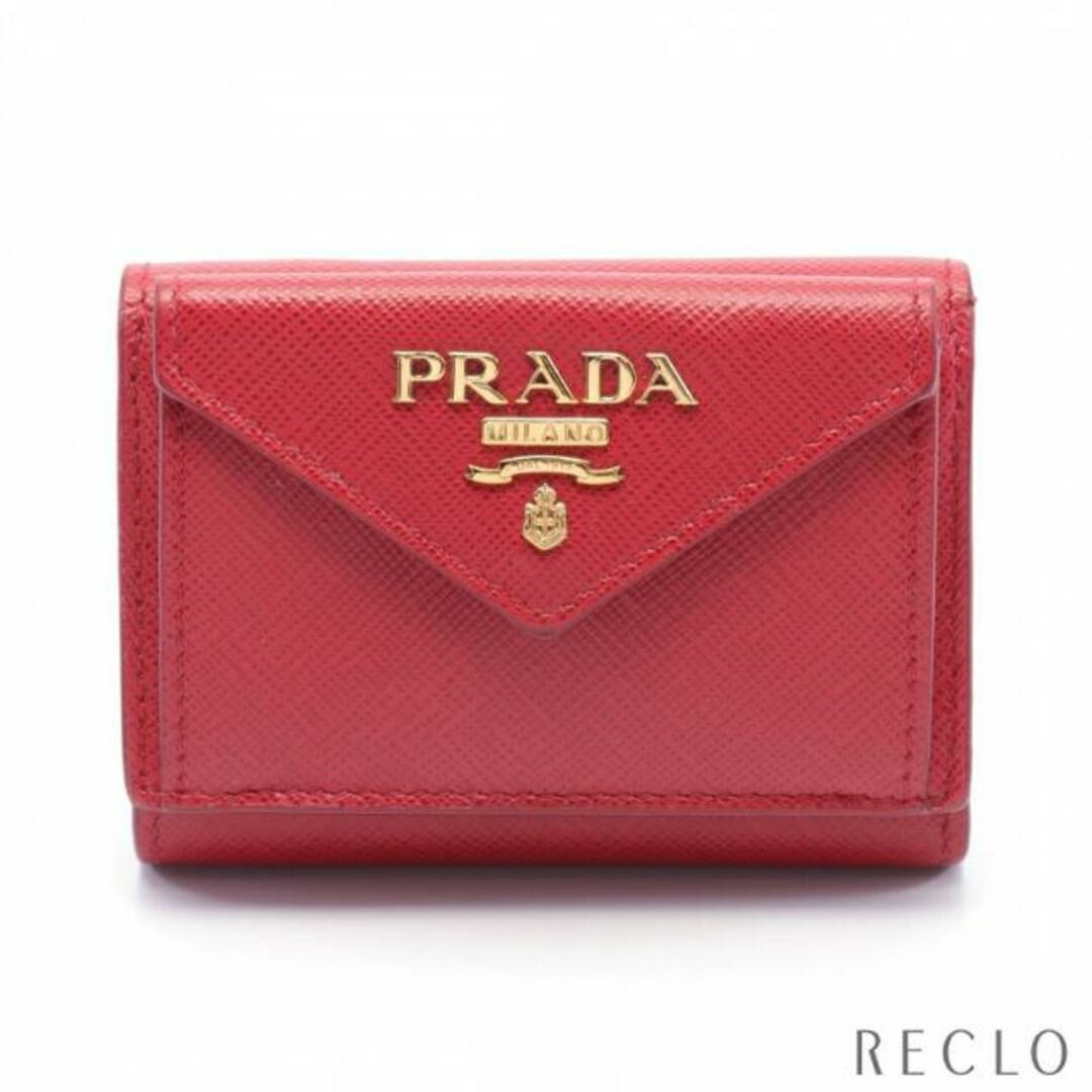 PRADA(プラダ)の コンパクトウォレット 三つ折り財布 サフィアーノレザー レッド レディースのファッション小物(財布)の商品写真