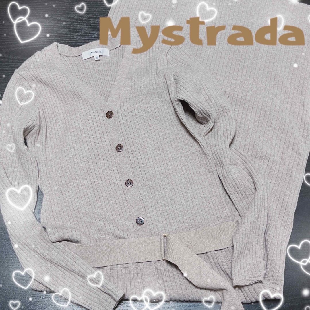 Mystrada(マイストラーダ)のマイストラーダ Mystrada フロント釦 リブ ニット タイト ワンピース レディースのワンピース(ロングワンピース/マキシワンピース)の商品写真