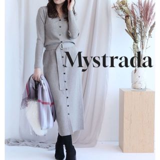 マイストラーダ(Mystrada)のマイストラーダ Mystrada フロント釦 リブ ニット タイト ワンピース(ロングワンピース/マキシワンピース)