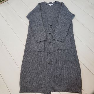 ユニクロ(UNIQLO)のユニクロ ロングカーディガン Lサイズ グレー(カーディガン)