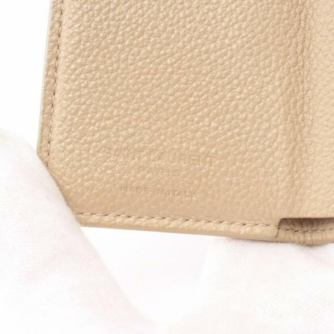 Saint Laurent(サンローラン)のタイニー ウォレット コンパクトウォレット 三つ折り財布 レザー ベージュ レディースのファッション小物(財布)の商品写真