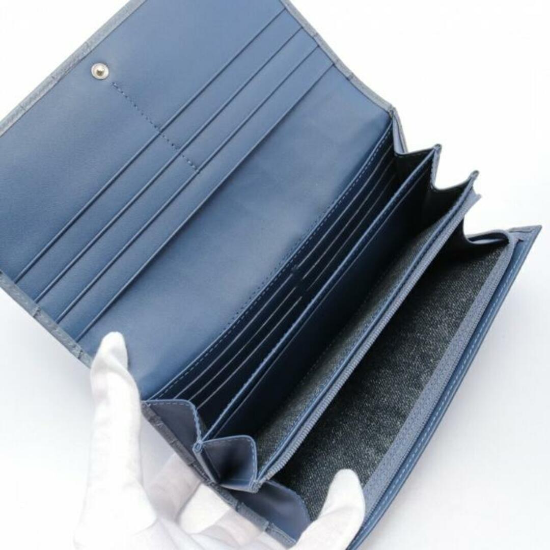 LONGCHAMP(ロンシャン)のROSEAU ロゾ 二つ折り長財布 レザー ブルー クロコ型押し レディースのファッション小物(財布)の商品写真