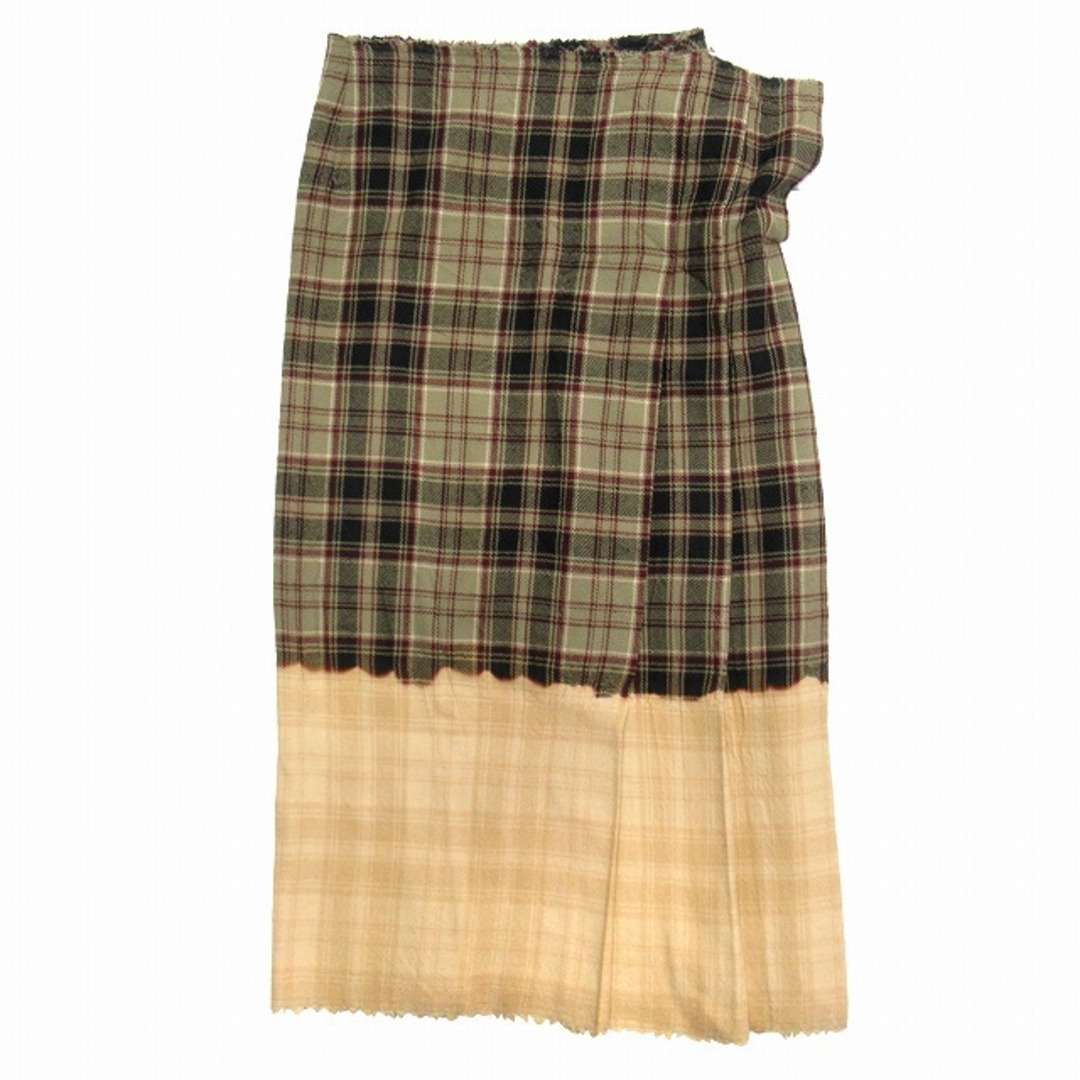 Y's(ワイズ)の美品 ワイズ Y's ヨウジヤマモト 抜染 チェック ウール ロング スカート レディースのスカート(ロングスカート)の商品写真